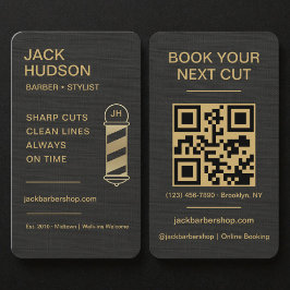 Barbershop Black Leinen Gold Frisur Visitenkarte