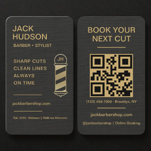 Barbershop Black Leinen Gold Frisur  Visitenkarte