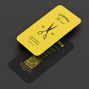 Barbershop Black Yellow Modern Visitenkarte