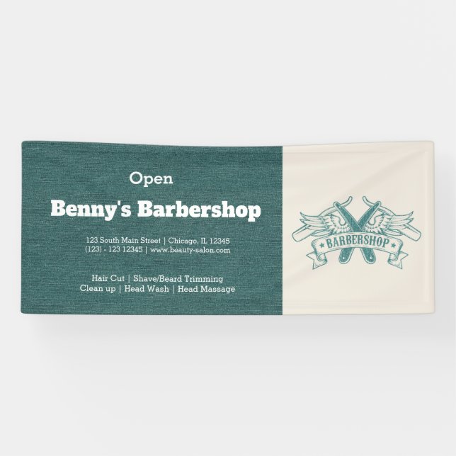 Barbershop Blauer Jeans Textur Banner (Horizontal)