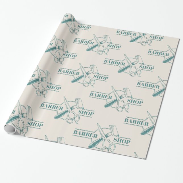 Barbershop Blauer Jeans Textur Geschenkpapier (Ungerollt)