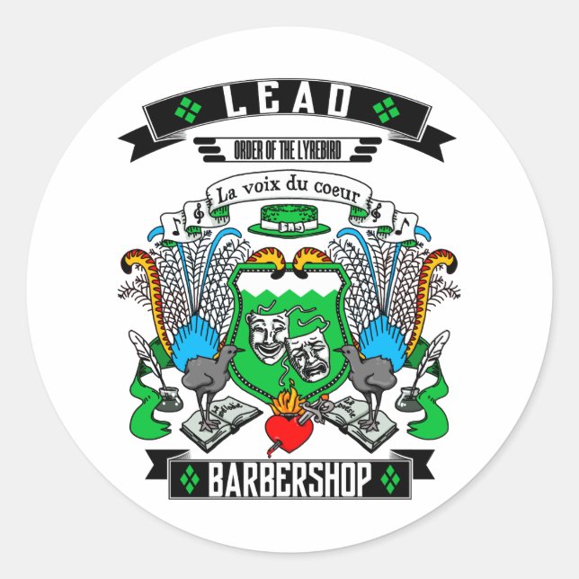 Barbershop Blei-Wappen Runder Aufkleber (Vorderseite)