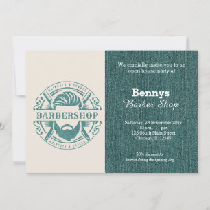 Barbershop Blue Jeans Textur geöffnet Einladung