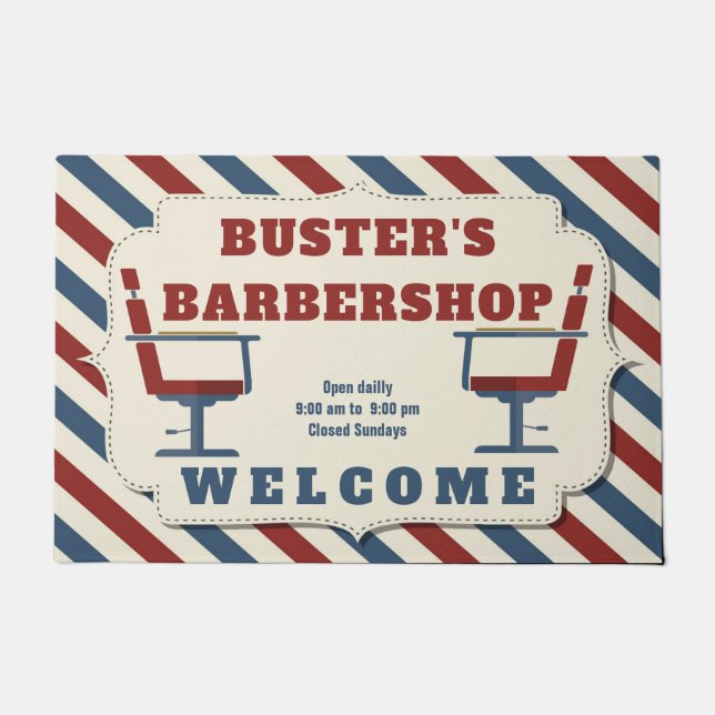 Barbershop Boarder Willkommen Fußmatte (Vorderseite)