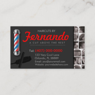 Barbershop Business Card Barber Pol, Clippers com Visitenkarte