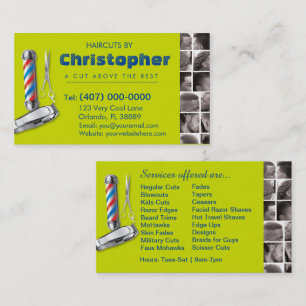 Barbershop Business Card Barber Pol, Clippers com Visitenkarte