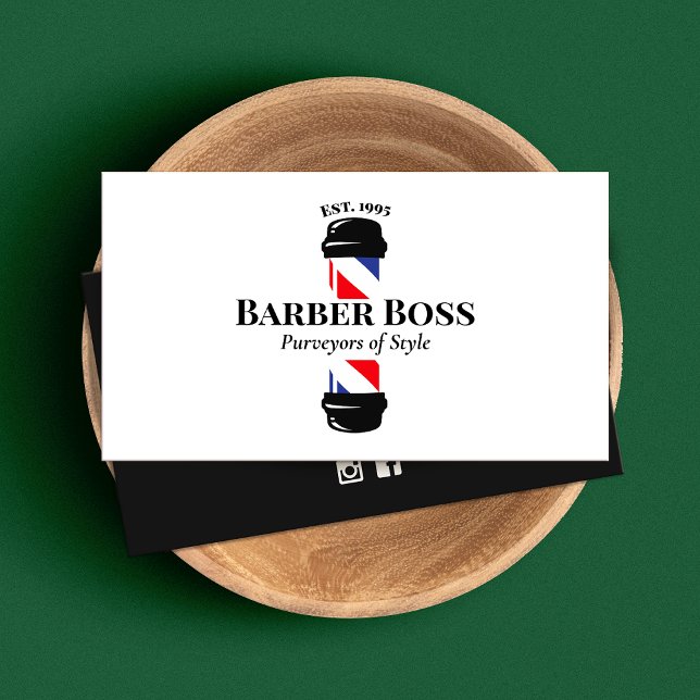 Barbershop Business Card für klassische Barber Pol Visitenkarte (Von Creator hochgeladen)