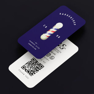 Barbershop Classic Barber Pole Dark Blue Visitenkarte