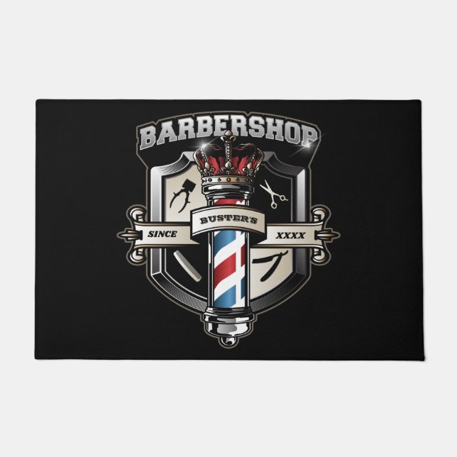 Barbershop Classic Logo Personalize 24" x 36" Fußmatte (Vorderseite)
