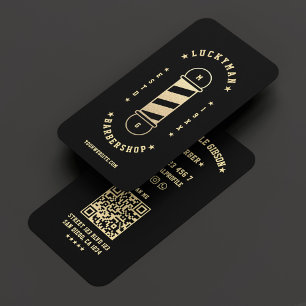 Barbershop Classic Mobile Barber Black Gold Visitenkarte