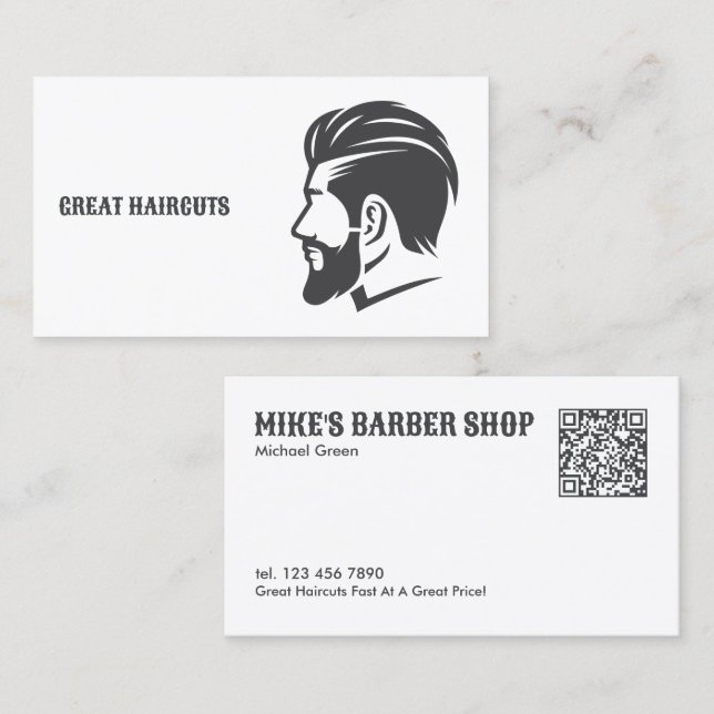 Barbershop Custom QR Barber Visitenkarte (Vorne/Hinten)