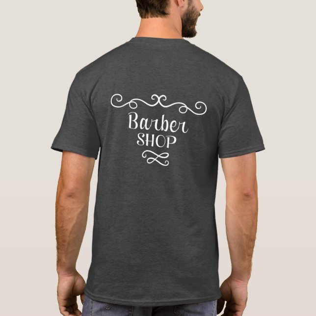Barbershop einfacher Name Titel grau weiß T-Shirt (Rückseite)