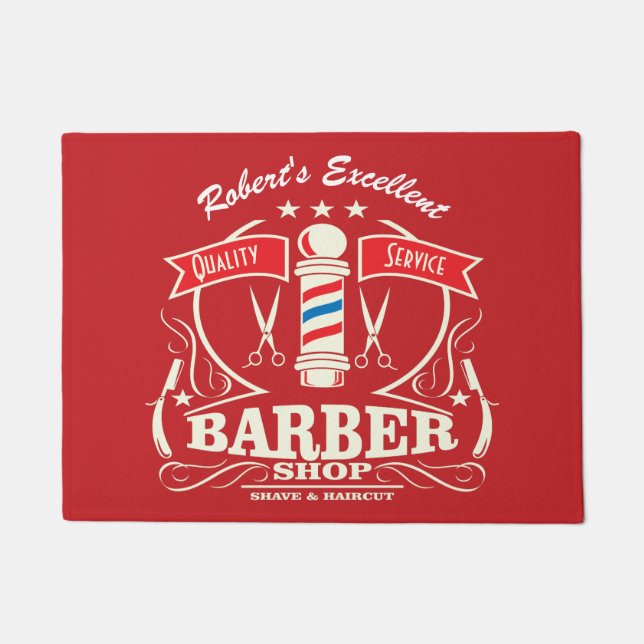 Barbershop Eingang Tür Mat Retro Red Fußmatte (Vorderseite)