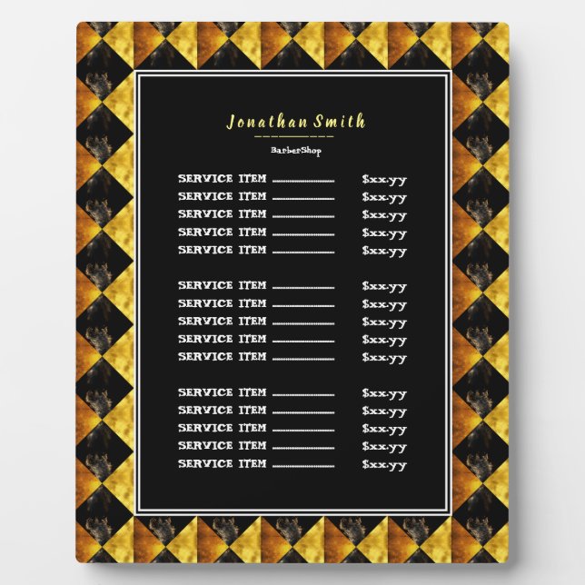 Barbershop für Schwarz und Gold Fotoplatte (Vorderseite)
