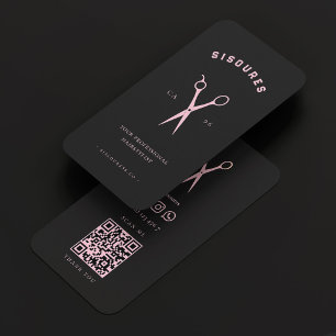 Barbershop Hair Stylist Pink Scissors Barber Visitenkarte