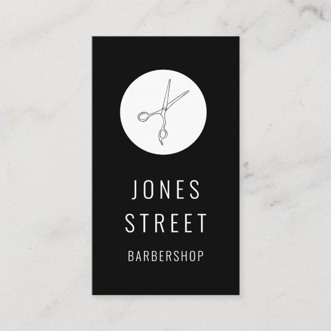 Barbershop Hair Stylist Scheren Minimalistisch Coo Visitenkarte (Vorderseite)