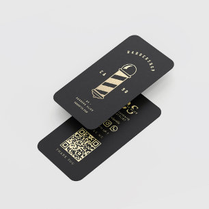 Barbershop Haircut Haarstylist Barber's Pole Black Visitenkarte