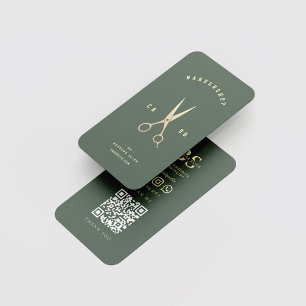 Barbershop Haircut Haarstylist Goldschere Visitenkarte