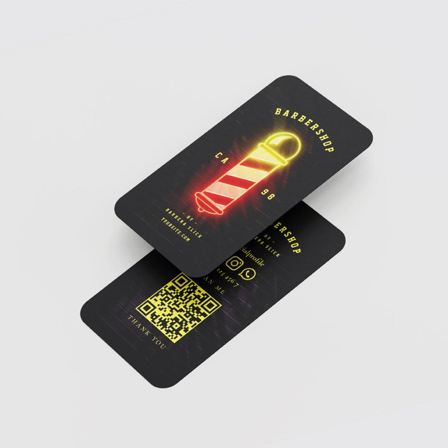 Barbershop Hairstylist Glows Barber's Pole Visitenkarte (Barbershop Hairstylist Glowing Barber's Pole Business Card
)
