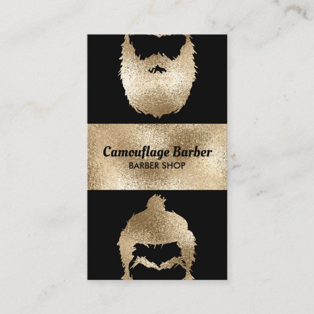 Barbershop Hipster Goldglanz Visitenkarte (Vorderseite)
