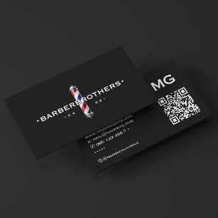 Barbershop Klassischer Friseur-Pol Schwarz Elegant Visitenkarte