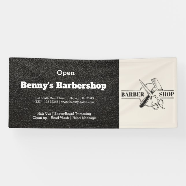 Barbershop Leder Look Banner (Horizontal)
