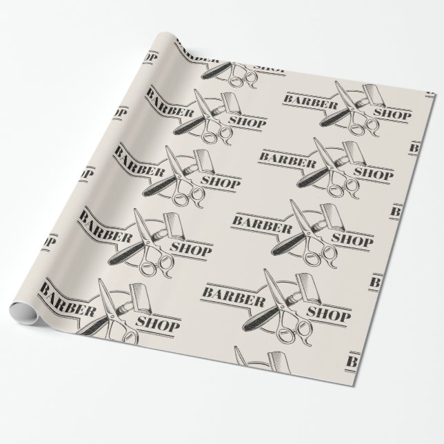 Barbershop Leder Look Geschenkpapier (Ungerollt)