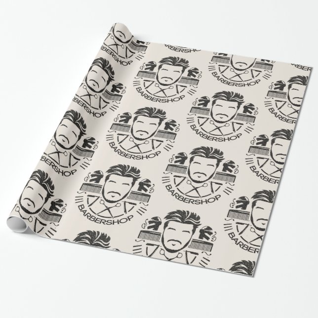 Barbershop Leder Look Geschenkpapier (Ungerollt)