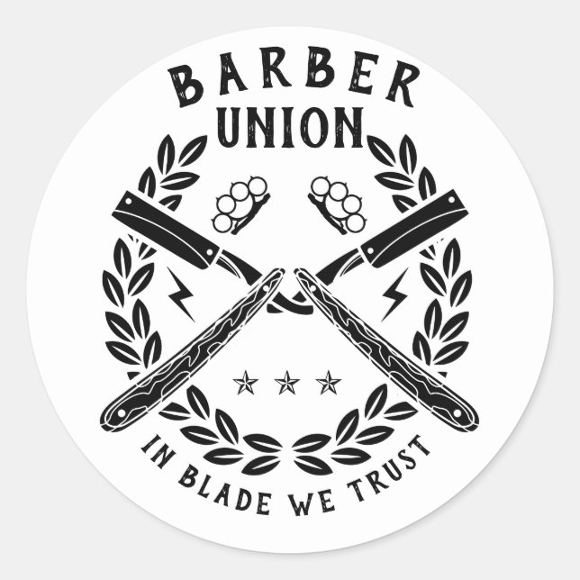 Barbershop-Logo Runder Aufkleber (Vorderseite)