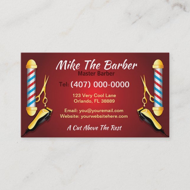 Barbershop Loyalty Card (Barber Pol und Clippers) Visitenkarte (Vorderseite)