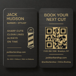 Barbershop Metallic Schwarz Gold Friseur Haarschni Visitenkarte