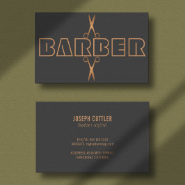 Barbershop moderne Logo-Schrift aus Kupfer grau Visitenkarte