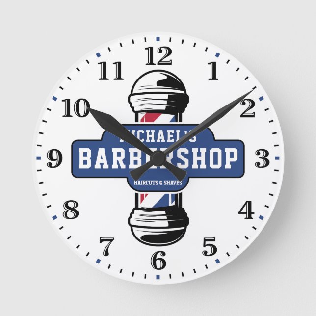 Barbershop Personalisiert Wall Clock Runde Wanduhr (Vorderseite)