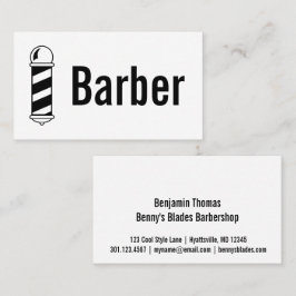 Barbershop Pole Black and White Barber Visitenkarte