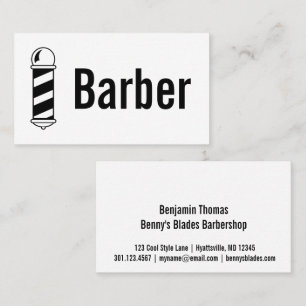 Barbershop Pole Black and White Barber Visitenkarte
