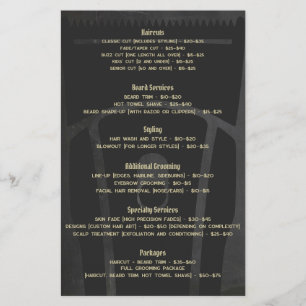 Barbershop-Preisliste Service-Menü Flyer