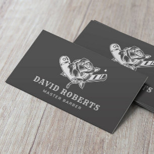 Barbershop Razor & Rose Logo Visitenkarte
