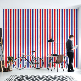 Barbershop Roter, Weißer und Blauer Vertikaler Str Tapete
