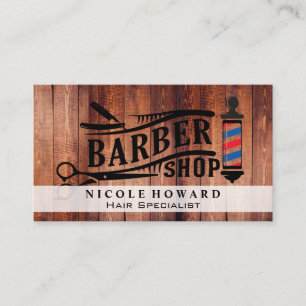 Barbershop Scheren   Holzplatten Visitenkarte