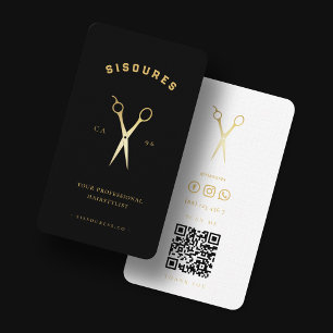 Barbershop Scheren Schwarz-Weiß Gold Barber Visitenkarte