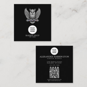 Barbershop Silver Owl Professionelles Logo Qr Code Quadratische Visitenkarte