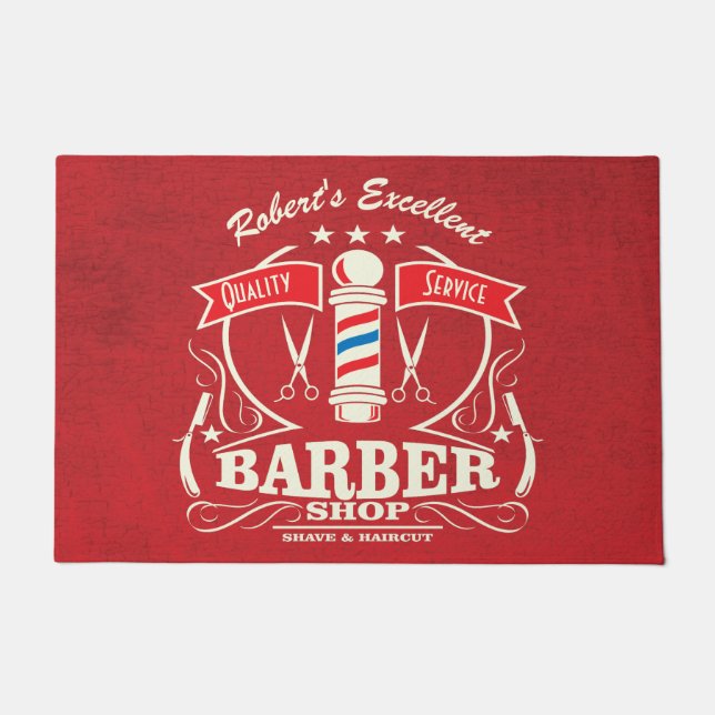 Barbershop Stylist Barber Eintritt Door Mat Red Fußmatte (Vorderseite)