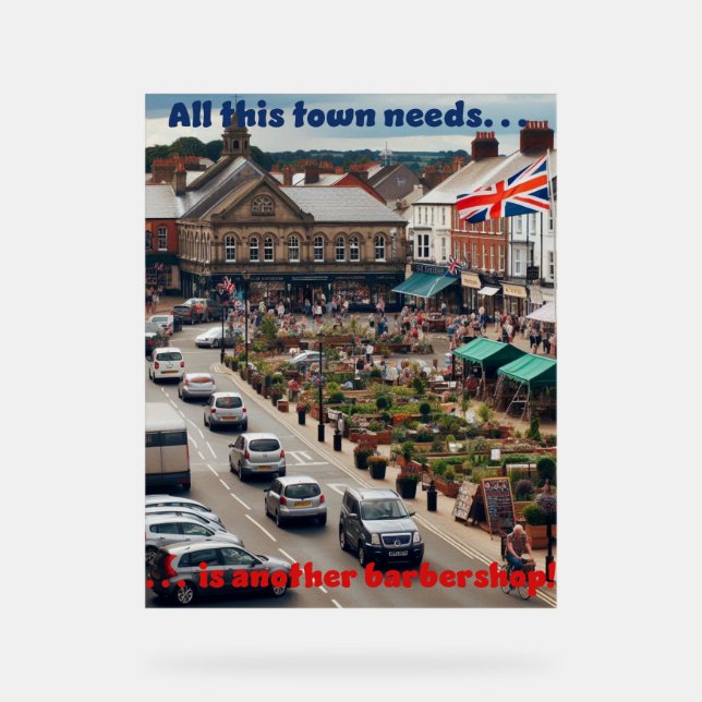 Barbershop Town Acrylschild (Vorderseite)