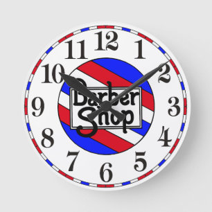 Barbershop Traditional Stripes Runde Wanduhr