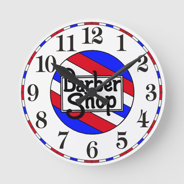 Barbershop Traditionelle Streifen Runde Wanduhr (Vorderseite)