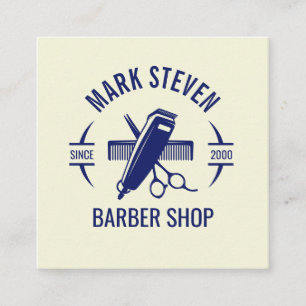 Barbershop Vintage Beige-Farbige Haare stylish Quadratische Visitenkarte