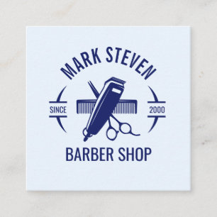 Barbershop Vintage blaue Haare stylisch Quadratische Visitenkarte