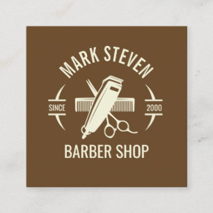 Barbershop Vintage Dunkelbraunes Haar stylish Quadratische Visitenkarte