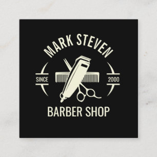 Barbershop Vintage Schwarzes Haar stylisch Quadratische Visitenkarte