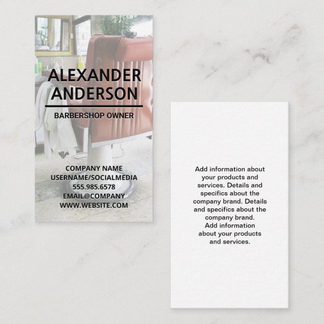 Barbershop-Vorsitzender Visitenkarte (Vorne/Hinten)